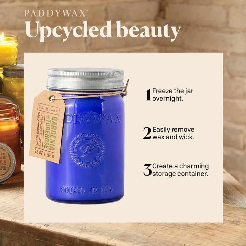 Paddywax Scented Relish Collection Soy Wax Artisan Candle in Glass Jar with Lid  9.5-Ounce  Gardenia + Tuberose - Image 4